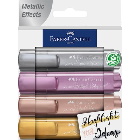 Faber-Castell&#xAE; Textliner 4 Color Basic Metallic Highlighter Set